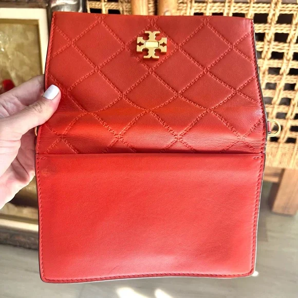 Tory Burch Orange Leather Quilted Crossbody - Picture 7 of 8